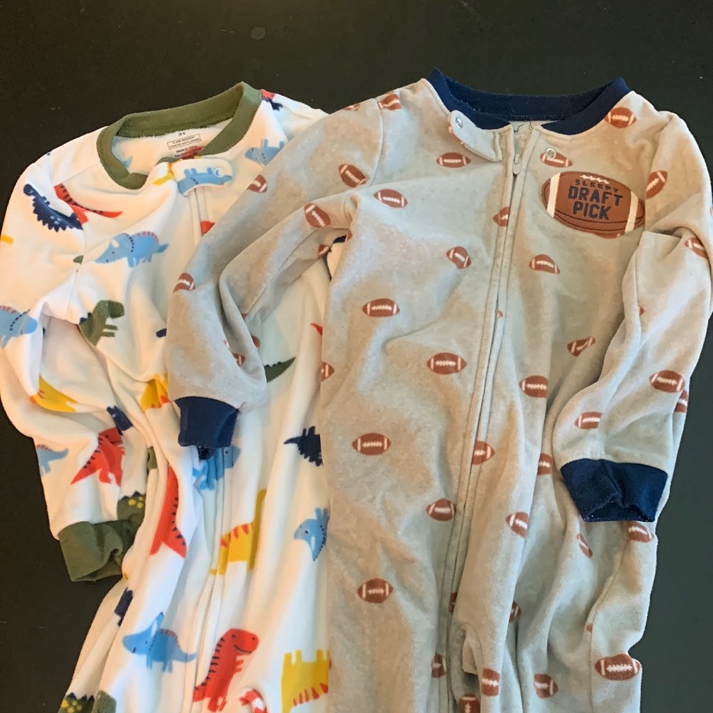 Set of 2. 3T toddler footed pajamas. Carters. Used